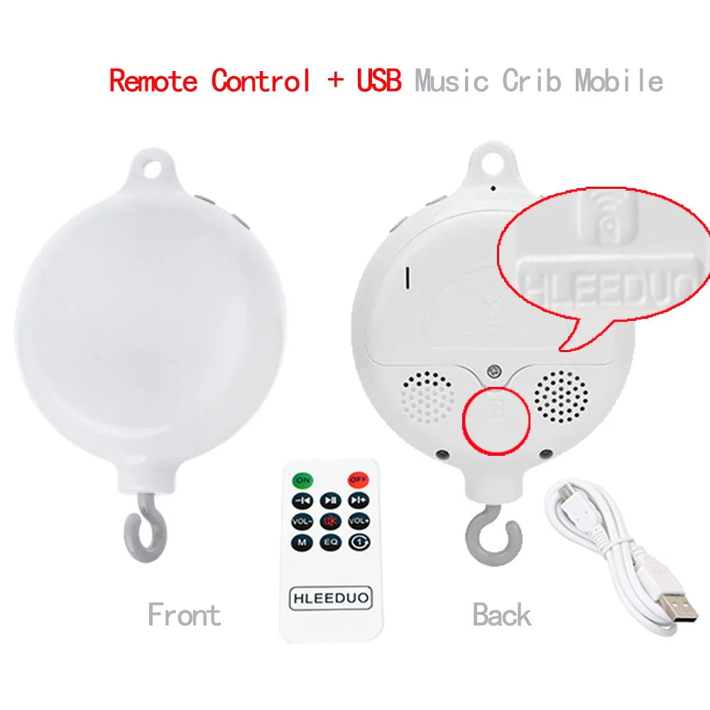 White Baby Crib Mobile Bed Bell Toy Holder Arm Bracket + Wind-up Music Box Baby toys Carousel Rattles Bracket Sold Separately