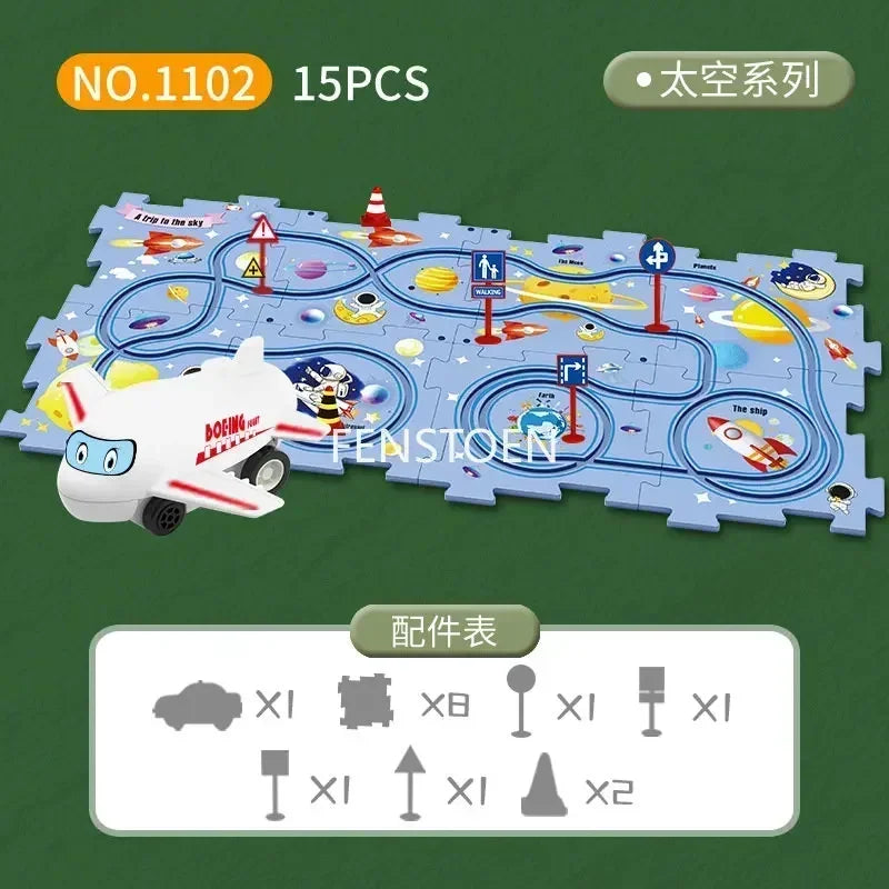 5-25Pcs DIY Assembly of Electric Track City Scene Children's Educational Track Car Puzzle Car Track Game Set Children's Gifts
