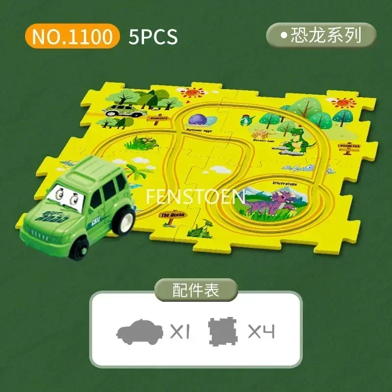 5-25Pcs DIY Assembly of Electric Track City Scene Children's Educational Track Car Puzzle Car Track Game Set Children's Gifts