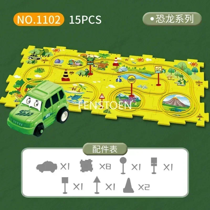 5-25Pcs DIY Assembly of Electric Track City Scene Children's Educational Track Car Puzzle Car Track Game Set Children's Gifts