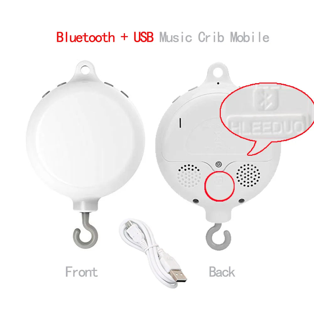 White Baby Crib Mobile Bed Bell Toy Holder Arm Bracket + Wind-up Music Box Baby toys Carousel Rattles Bracket Sold Separately