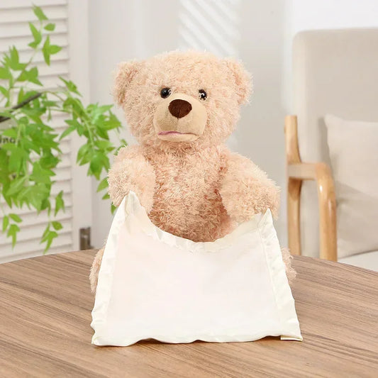 Baby toy hide and seek, teddy bear can speak and play hide and seek, electric plush toy with four colors