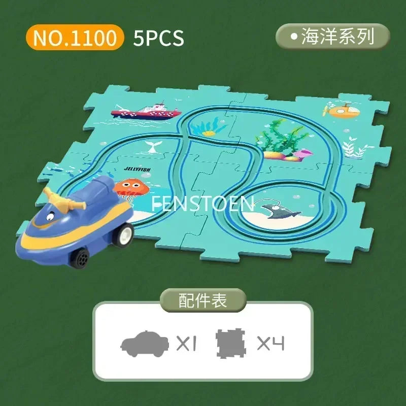 5-25Pcs DIY Assembly of Electric Track City Scene Children's Educational Track Car Puzzle Car Track Game Set Children's Gifts