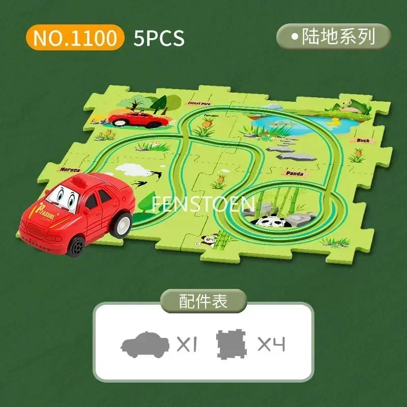 5-25Pcs DIY Assembly of Electric Track City Scene Children's Educational Track Car Puzzle Car Track Game Set Children's Gifts