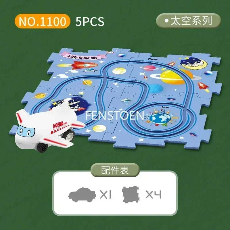 5-25Pcs DIY Assembly of Electric Track City Scene Children's Educational Track Car Puzzle Car Track Game Set Children's Gifts